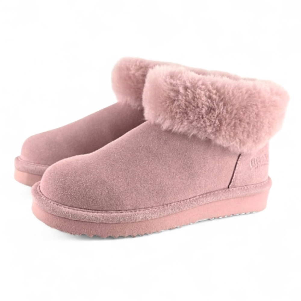 New Cloud Nine Sheepskin Wool Lined Women's Pink Suede Short Ankle Boots 8